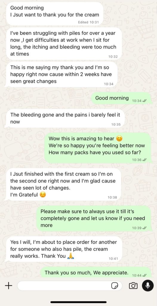 Customer WhatsApp review